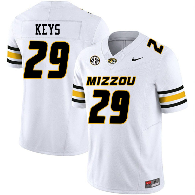 Men #29 Cameron Keys Missouri Tigers College Football Jerseys Stitched-White